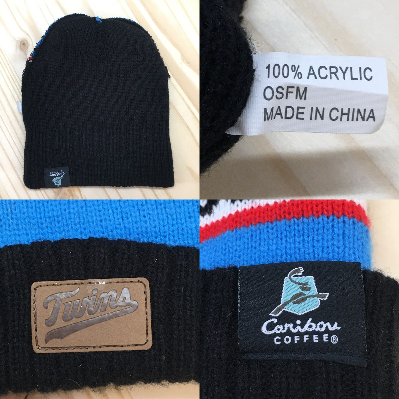 Twins Minnesota Pompom Beanie Hat - Mens Blue Red Caribou Knit - 5 Size ONE SIZE - 8 Thumbnail