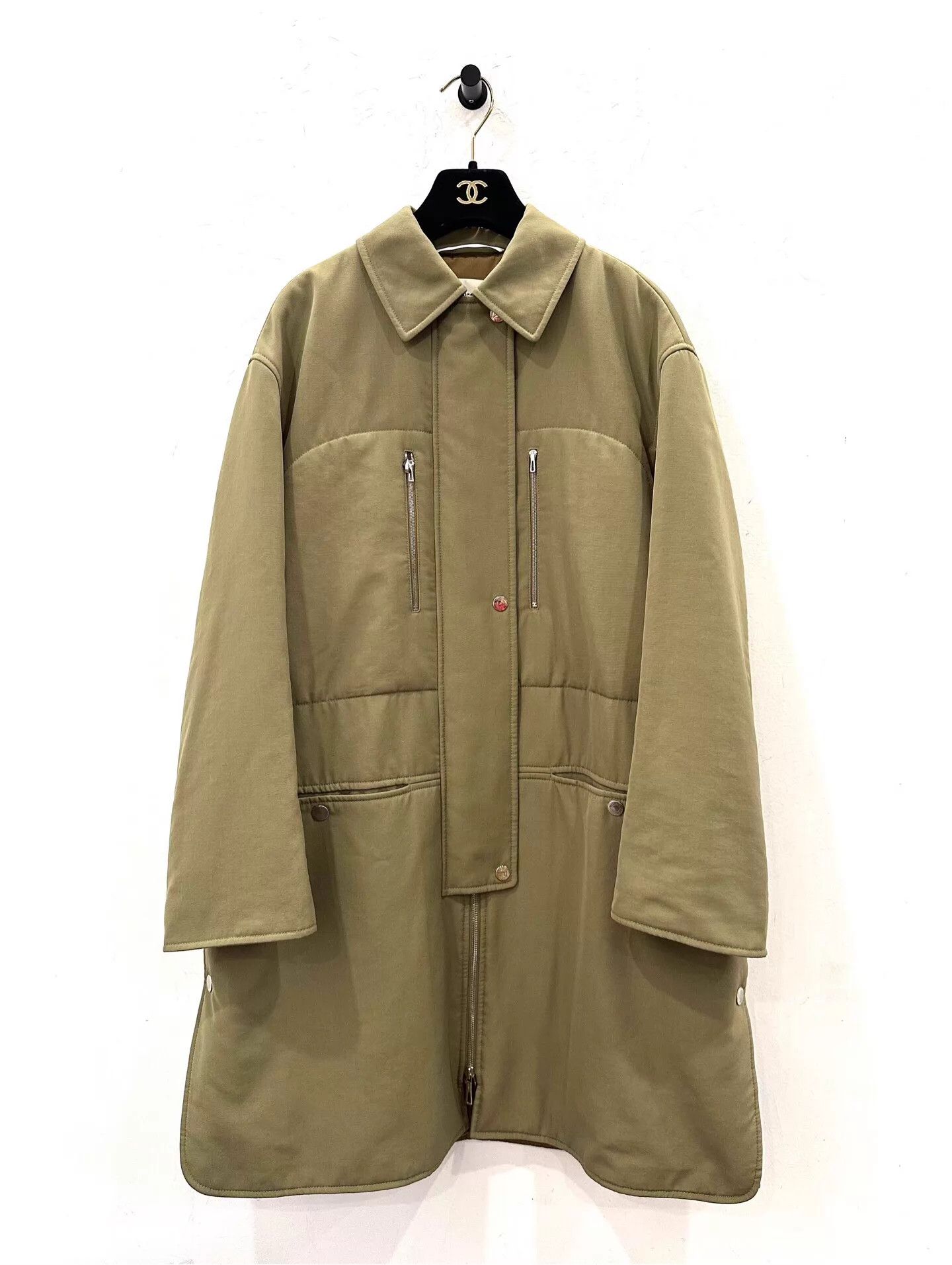 Hermes Hermes women's olive green longline jacket with logo button Size XS / US 0-2 / IT 36-38 - 1 Thumbnail