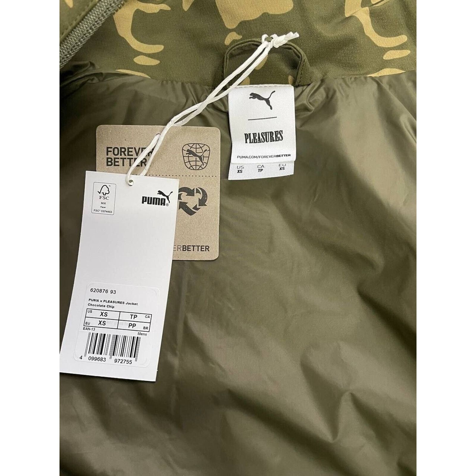 Pleasures × Puma PUMA Pleasures Jacket Camo Print Olive Green Lightweight XS Size XS / US 0-2 / IT 36-38 - 3 Thumbnail