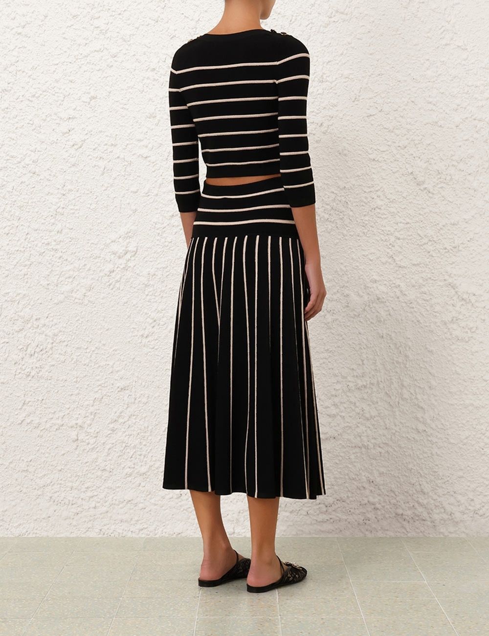 Zimmermann oc11z1025 Crush Stripe Cropped Top in White/Black Size S / US 4 / IT 40 - 4 Thumbnail