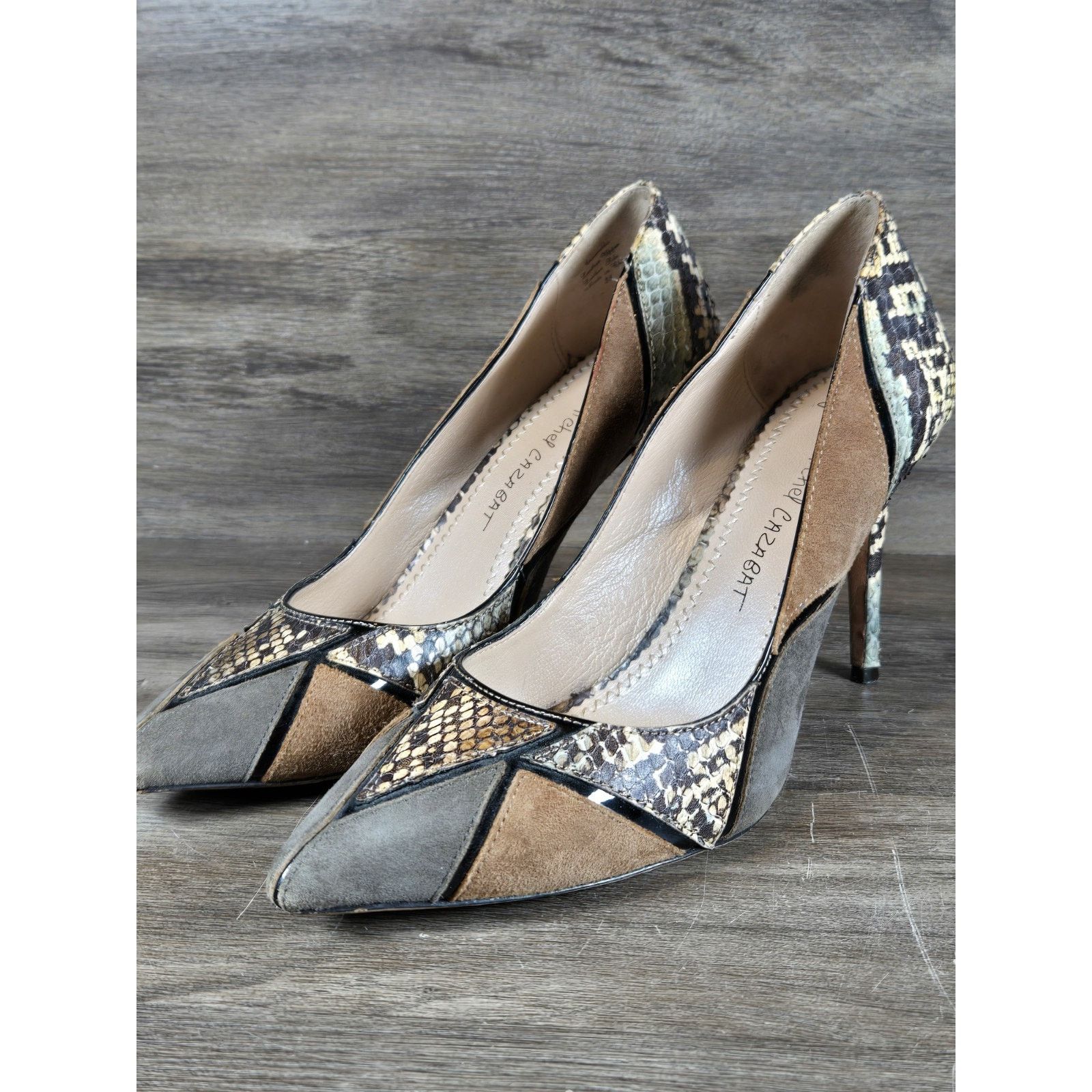 Jean Michel Cazabat Esmeralda Patchwork Leather Heel Shoes Size 7.5, Women's