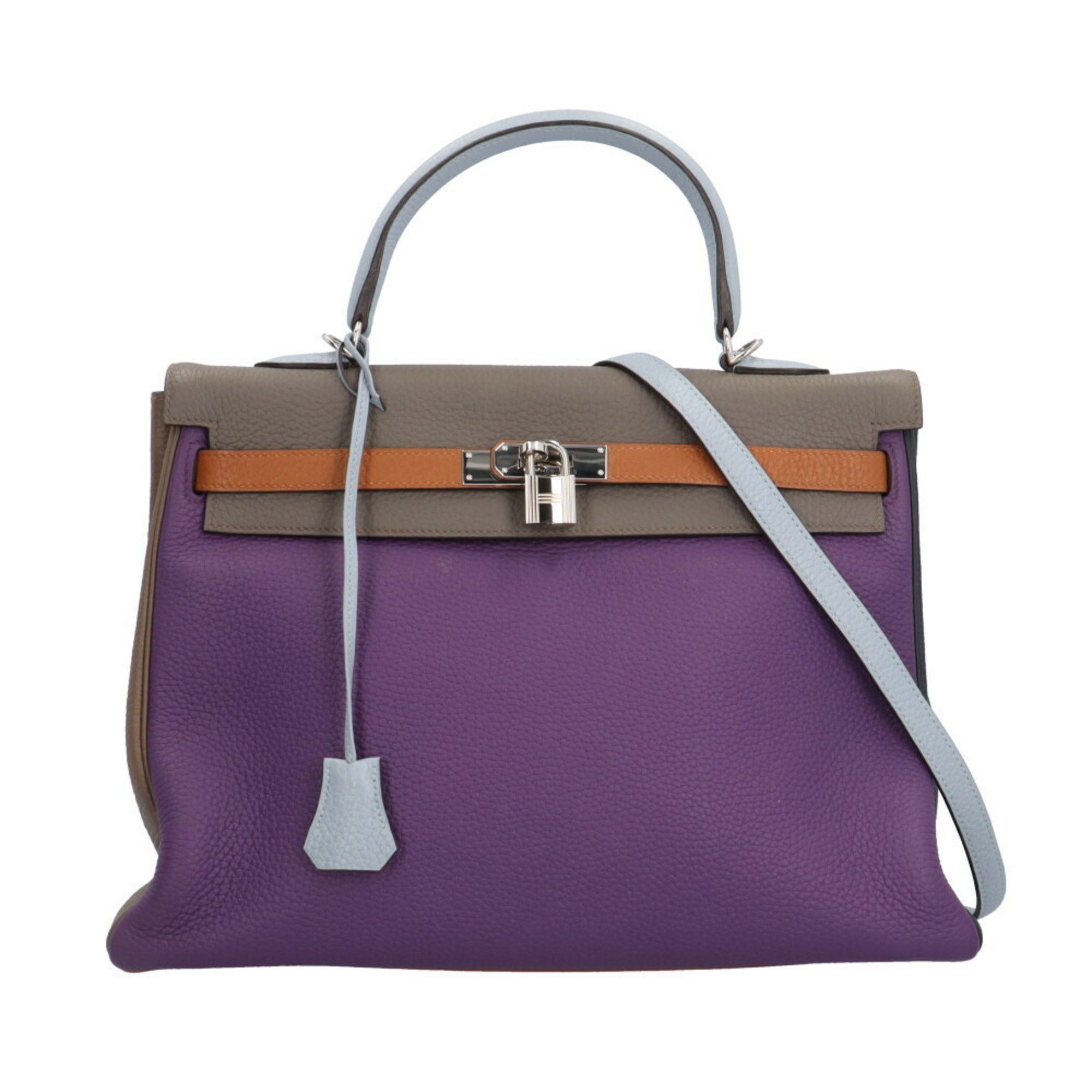 Hermes Kelly 35 Harlequin Shoulder Bag Taurillon Clemence Purple Women's Hermes