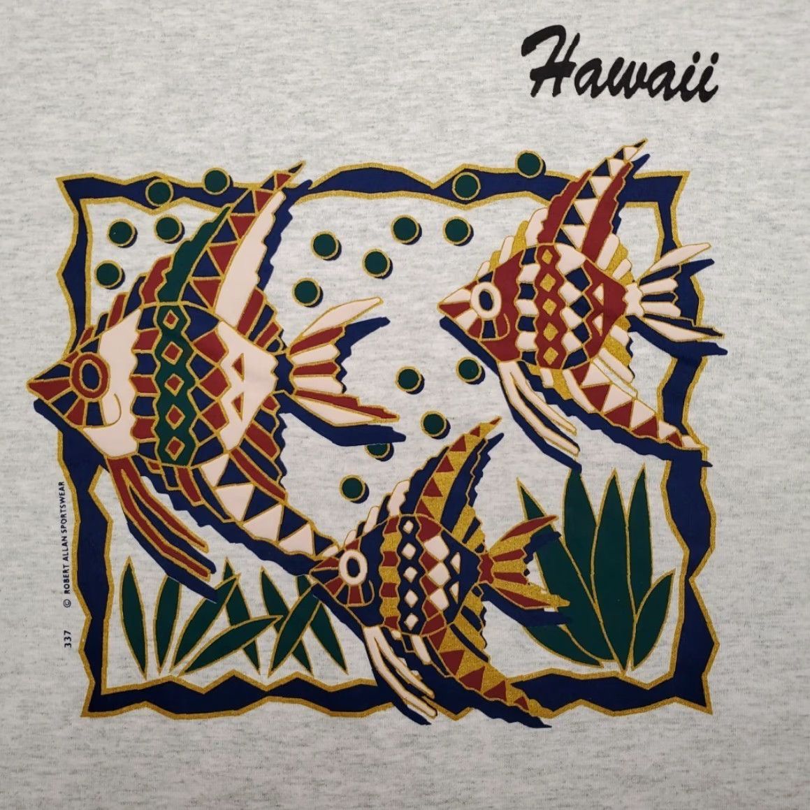 Vintage VTG Hawaii Shirt Mens XL Gray Robert Allan Sportswear Cotton Blend Crew Neck Short Sleeve 90s USA Tropical Fish T-Shirt Mens Size US XL / EU 56 / 4 - 2 Thumbnail