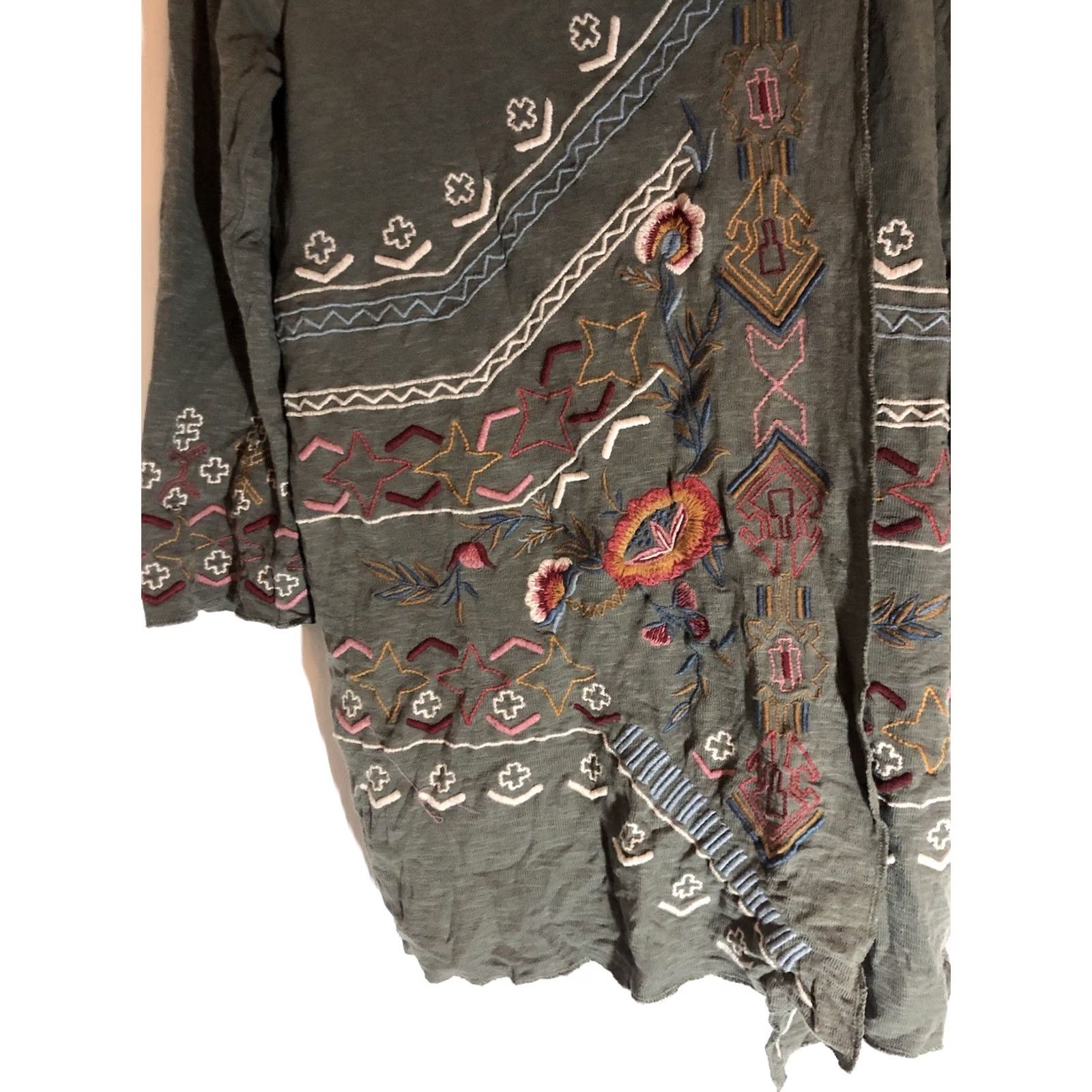 Anthropologie VINTAGE Karyn Seo Anthropologie Embroidered Jacket Cardigan Hooded Green Large Women's Jacket Size L / US 10 / IT 46 - 3 Thumbnail