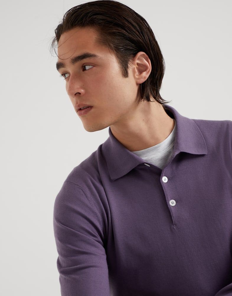 Brunello Cucinelli o1w1db10825 Polo Sweater in Purple Size US L / EU 52-54 / 3 - 2 Thumbnail