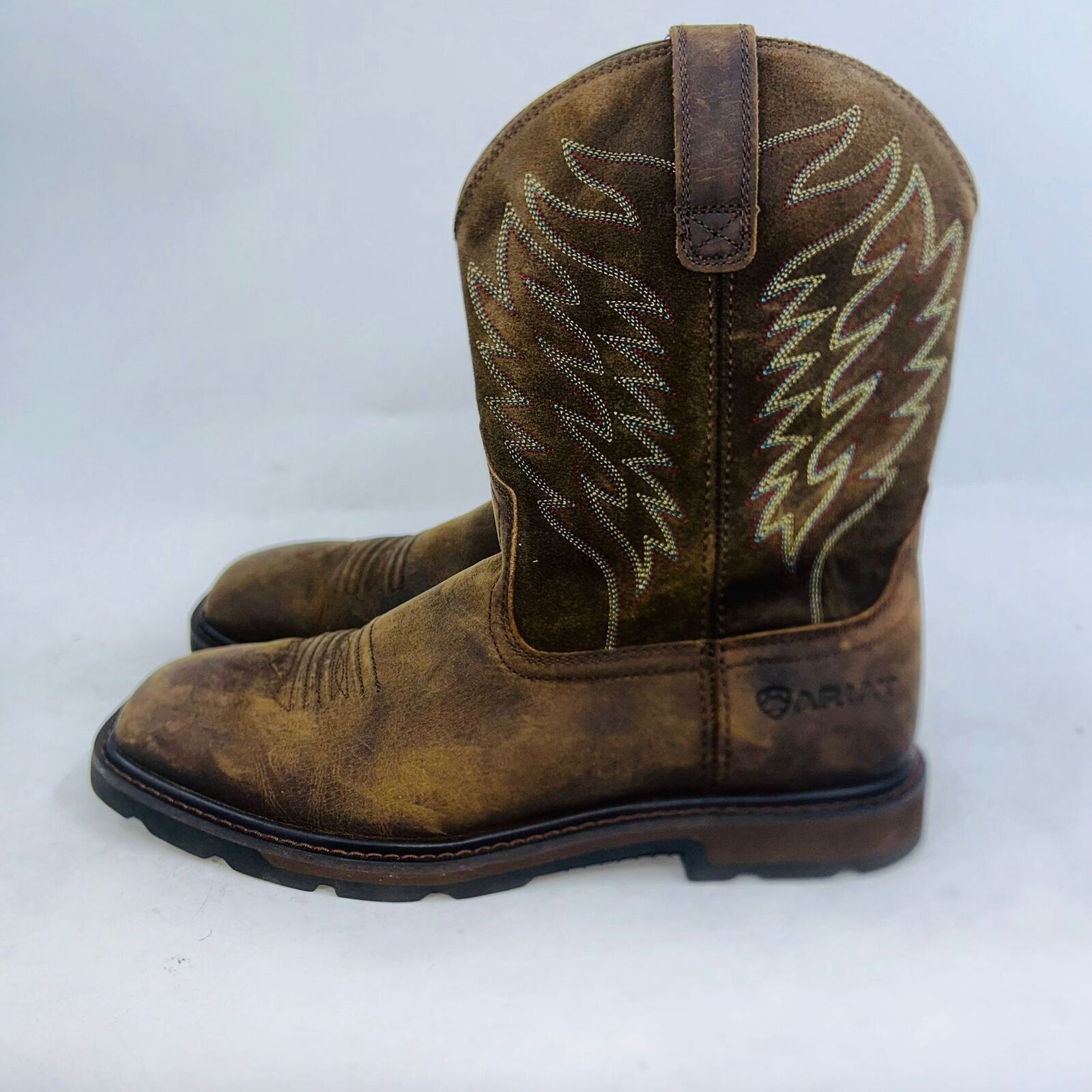 Ariat ARIAT MEN'S BROWN GROUNDBREAKER WIDE BOOTS SIZE 10.5D Size US 10.5 / EU 43-44 - 4 Thumbnail