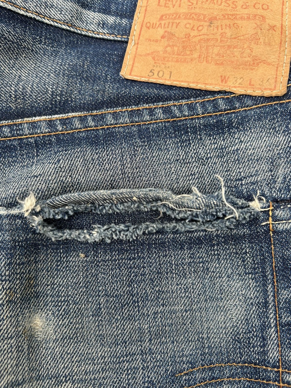 Kapital Vintage Levis Big E 501 Selvedge Distressed Denim Jeans Size US 32 / EU 48 - 15 Thumbnail