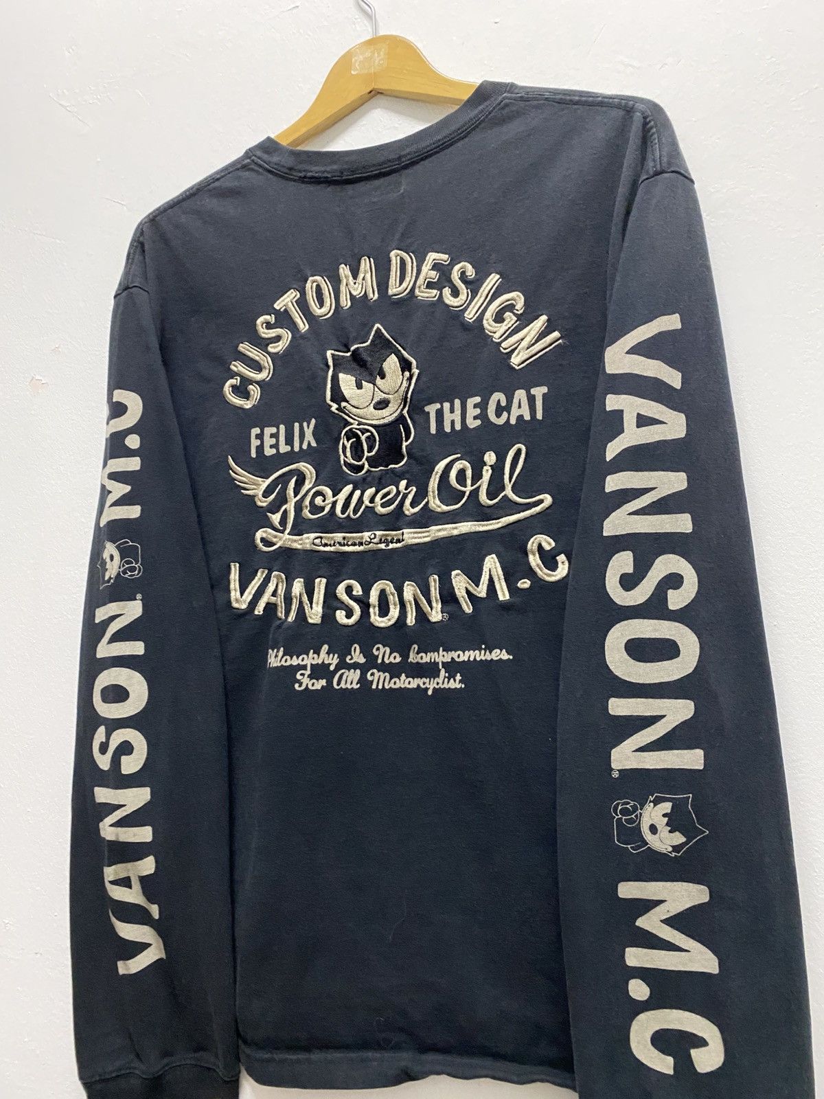 Mastermind Japan × Vanson Leathers VANSON LEATHER X FELIX THE CAT EMBROIDERED LOGO T-SHIRT(G-34 Size US XL / EU 56 / 4 - 7 Thumbnail