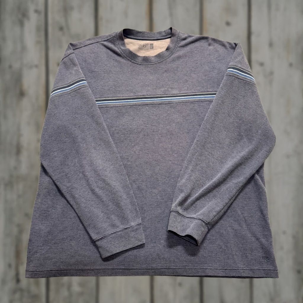 Vintage Y2K XG Sweatshirt Men XL Striped Cotton Pullover Thermal Blue Size US XL / EU 56 / 4 - 1 Thumbnail