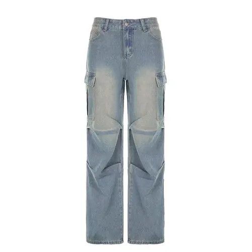 Jean Retro washed distressed cargo pocket wide leg jeans Size 26" / US 2 / IT 38 - 3 Thumbnail