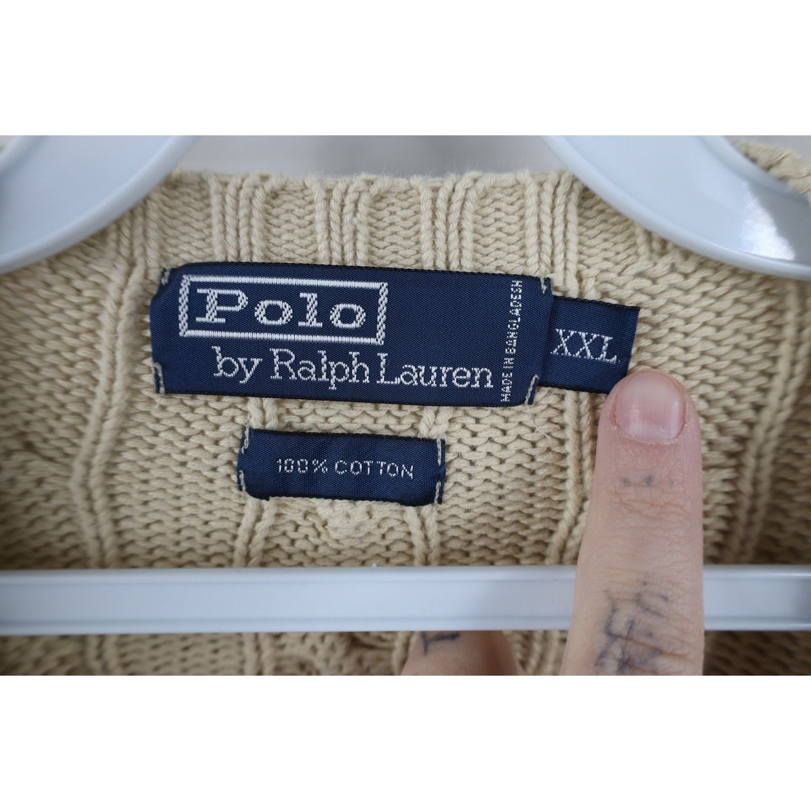 Polo Ralph Lauren Vintage 90s Ralph Lauren Chunky Cotton Cable Knit Sweater Size US XXL / EU 58 / 5 - 11 Thumbnail