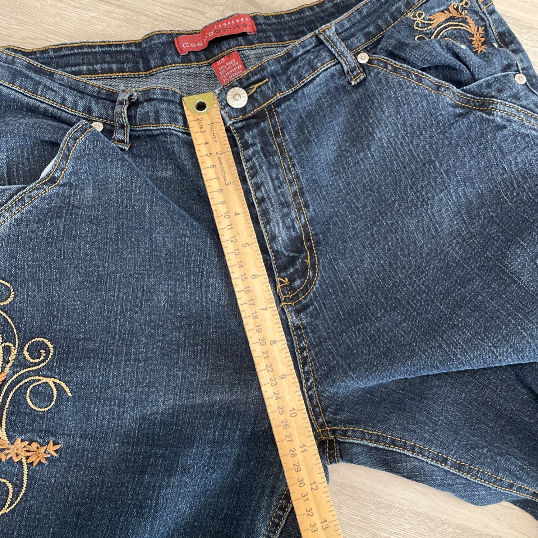 Denime VINTAGE Cosmopolitan Jeanswear Women's Bootcut Jeans Size 16 Blue Denim Embroidered High Rise Size 38" / US 16 / IT 52 - 6 Thumbnail