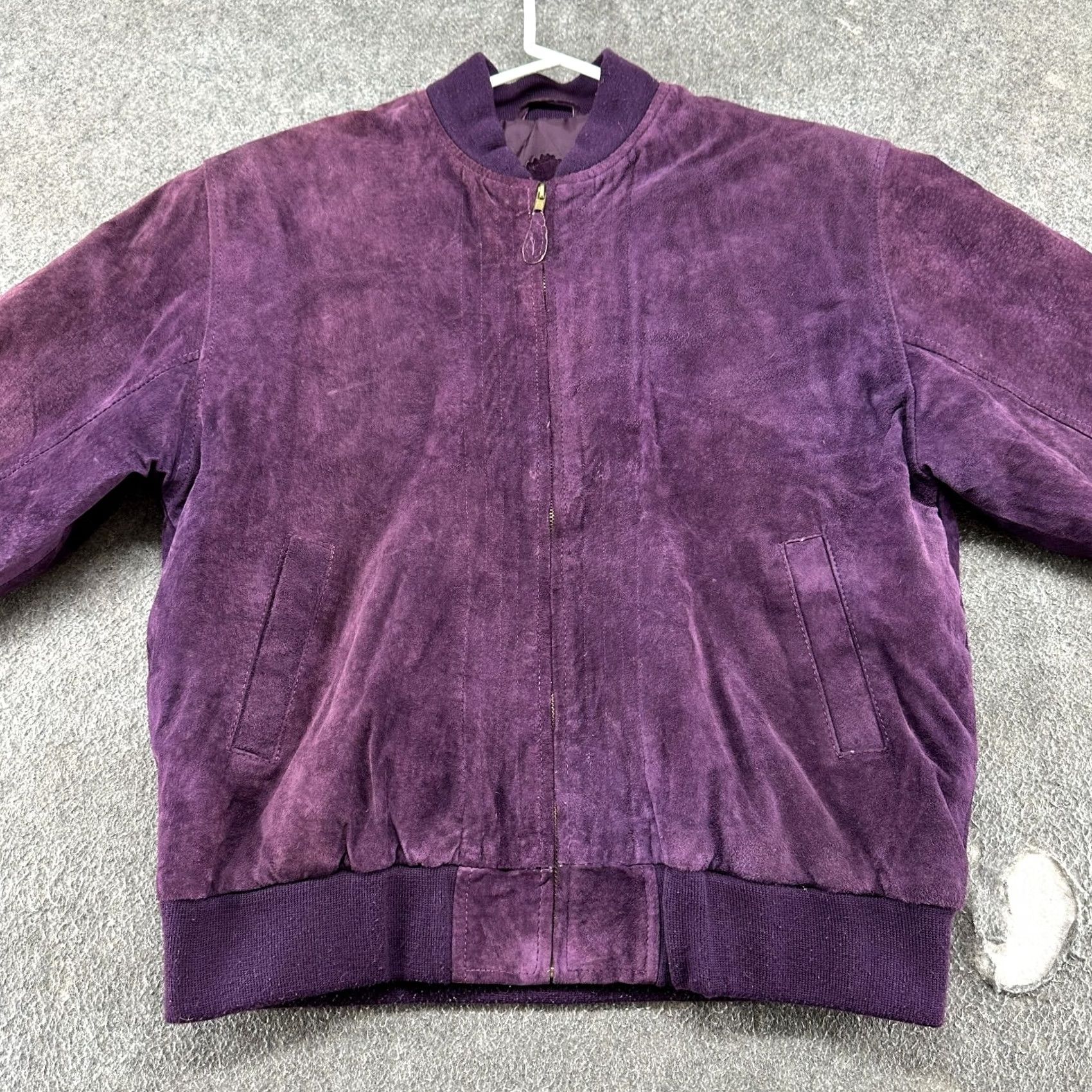 Bell VINTAGE Greg Bell Jacket Womens M Purple Bomber Leather Suede Solid 90s Women Zip Jacket Size M / US 6-8 / IT 42-44 - 3 Thumbnail