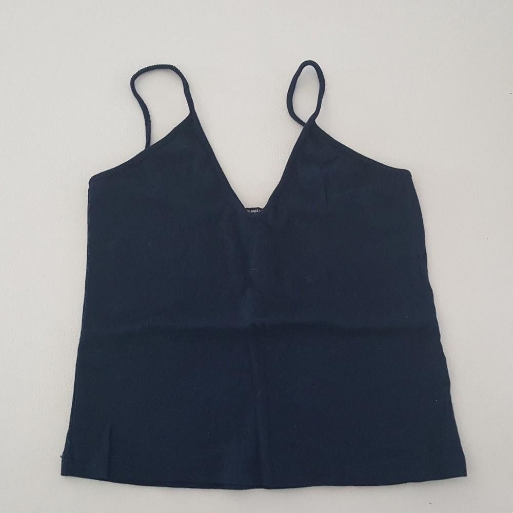 Designer Navy Solid Melville Cropped Cami Size ONE SIZE - 1 Thumbnail