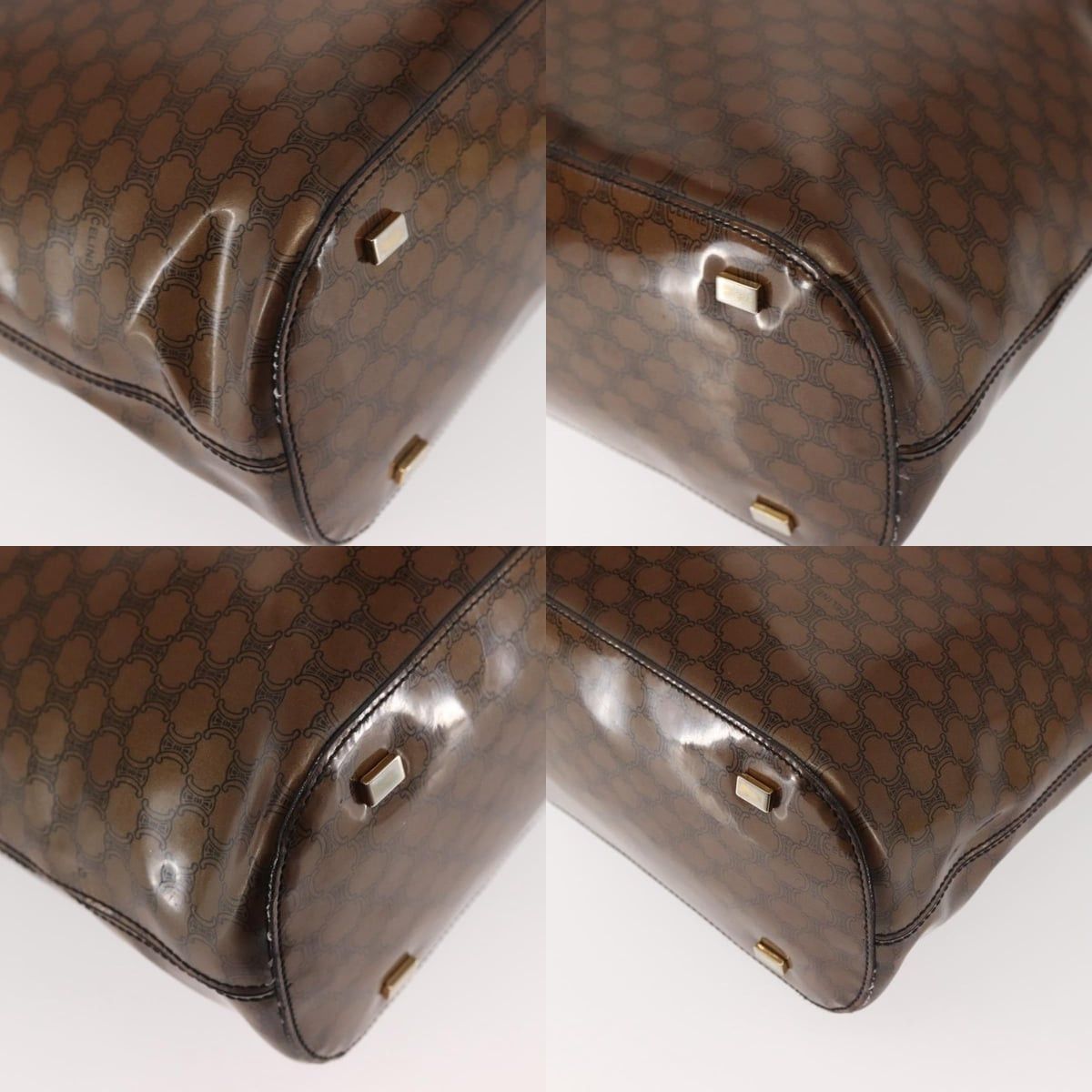 Celine CELINE Macadam Canvas Hand Bag Brown Gold Size ONE SIZE - 10 Thumbnail