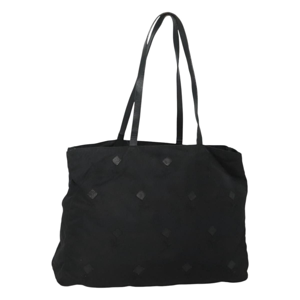 Prada Tote Bag Nylon Black Silver Auth Bs23350, Women's