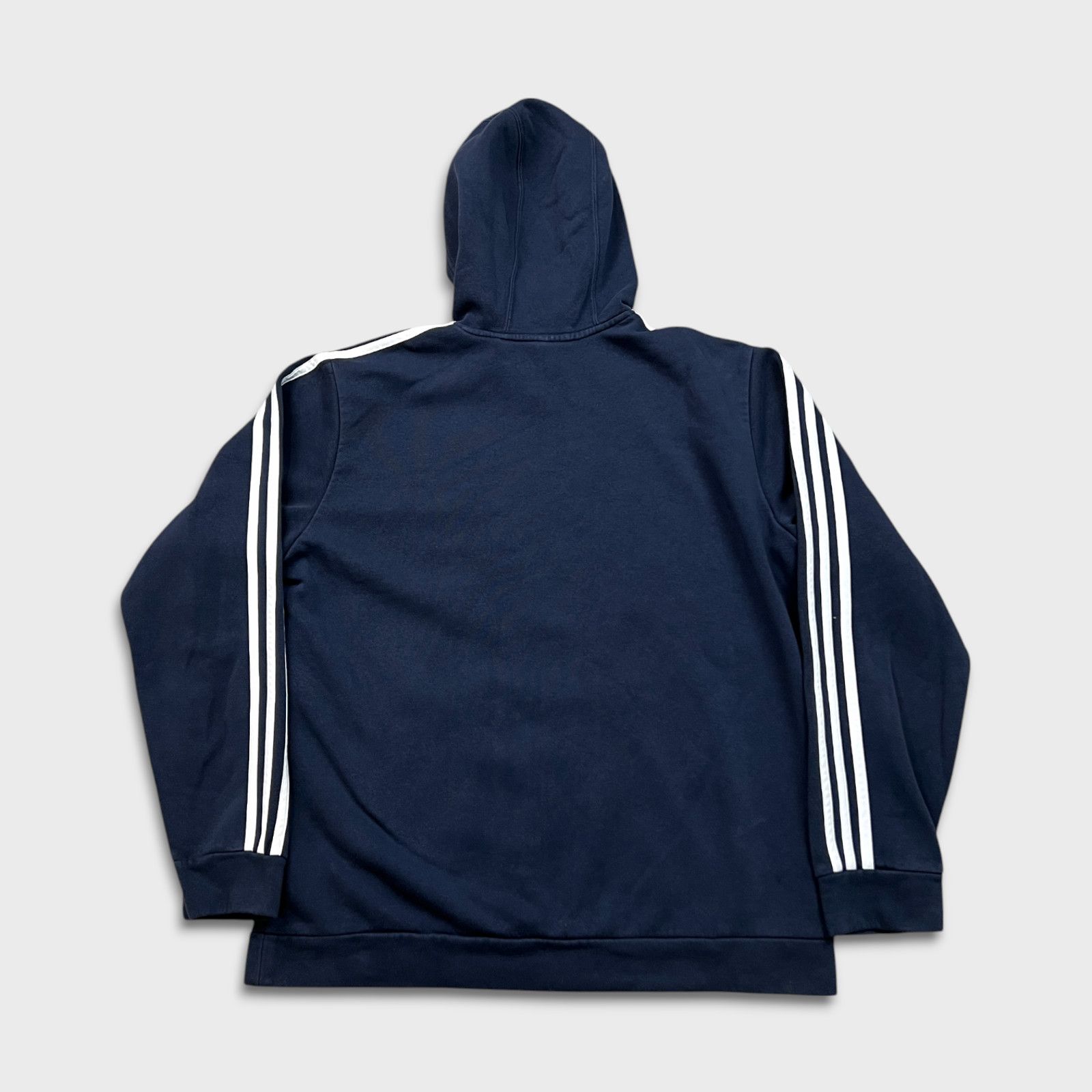 Adidas × Vintage Adidas Hoodie Essentials Distressed Hooded Sweatshirt Size US L / EU 52-54 / 3 - 6 Thumbnail