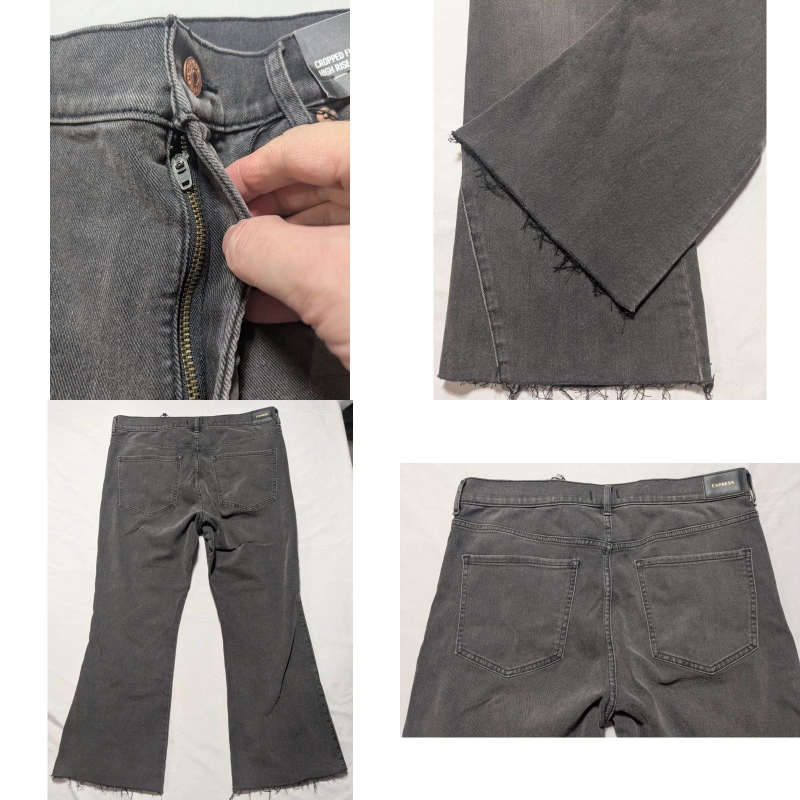 Express EXPRESS Cropped Flare High Rise - Women 14 Denim Jeans NEW Black 5-Pocket Dark Wash High Rise Womens Jeans Size 36" / US 14 / IT 50 - 9 Thumbnail