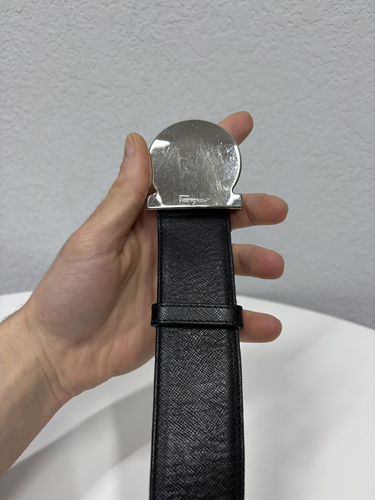 Salvatore Ferragamo Salvatore Ferragamo Leather Belt Silver Buckle Prada Style Size ONE SIZE - 11 Thumbnail