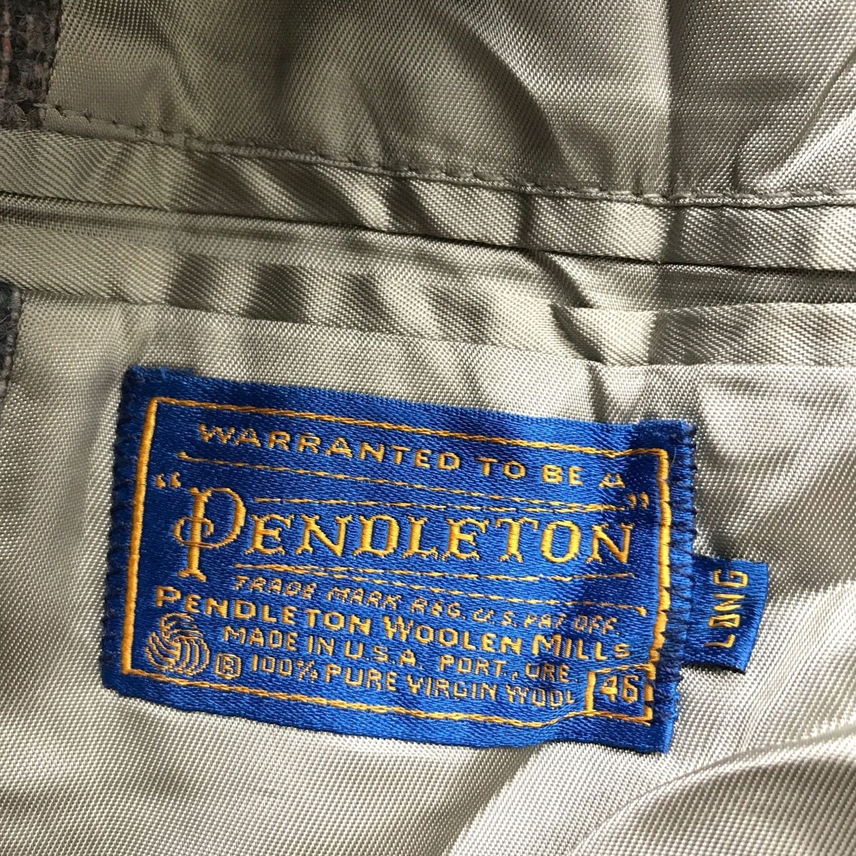 Pendleton VINTAGE Pendleton Wool Lined Blazer Coat Jacket Mens 46 XXL Notched Collar Pockets Gray Size 46R - 3 Thumbnail