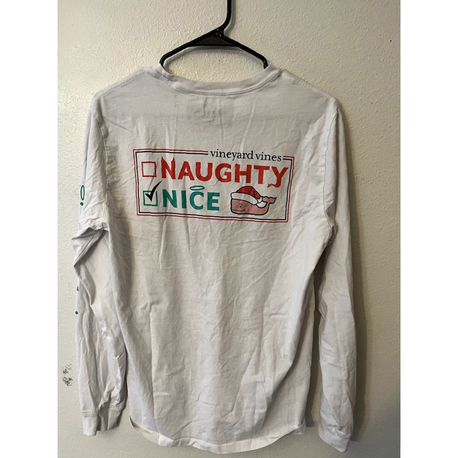 Vineyard Vines Vineyard Vines White Cotton Long Sleeve Naughty Nice Christmas T-Shirt Size S Size US S / EU 44-46 / 1 - 2 Thumbnail