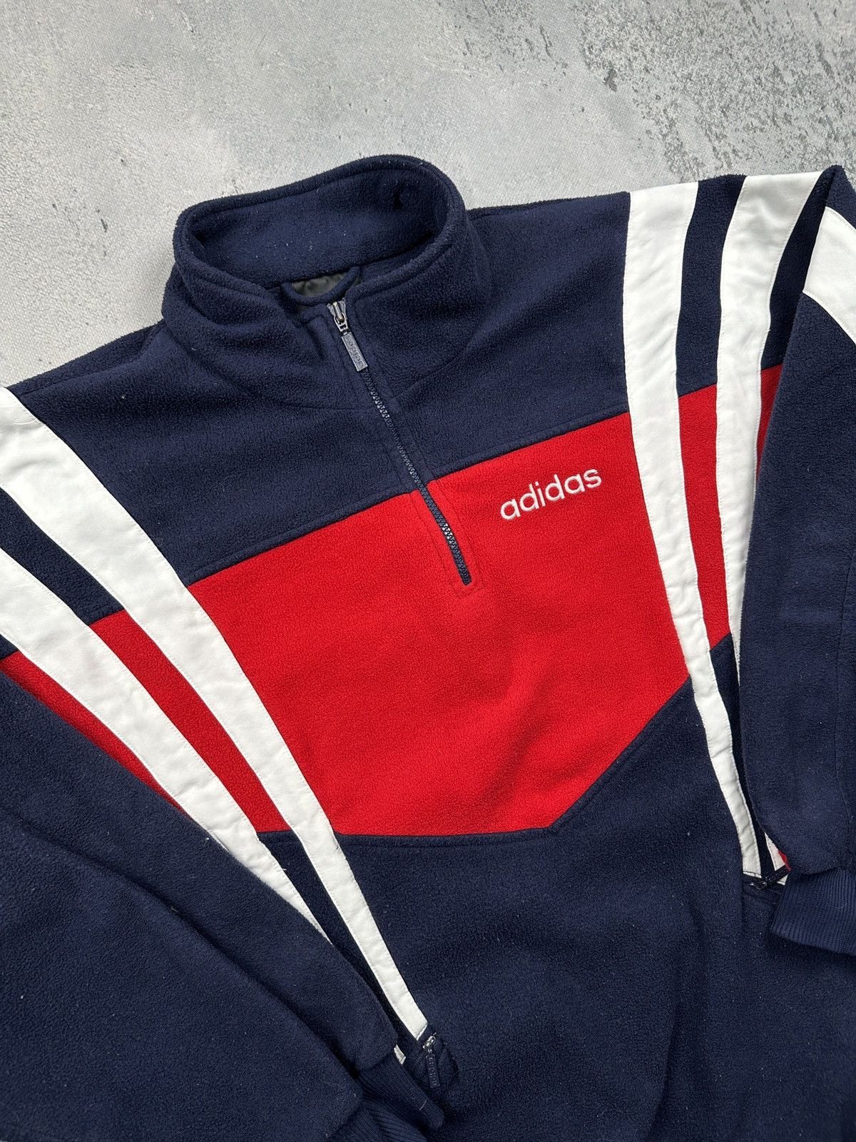 Adidas Vintage Adidas Polar Teddy Fleece Sweater Stripes Zipper 80s Size US L / EU 52-54 / 3 - 7 Thumbnail