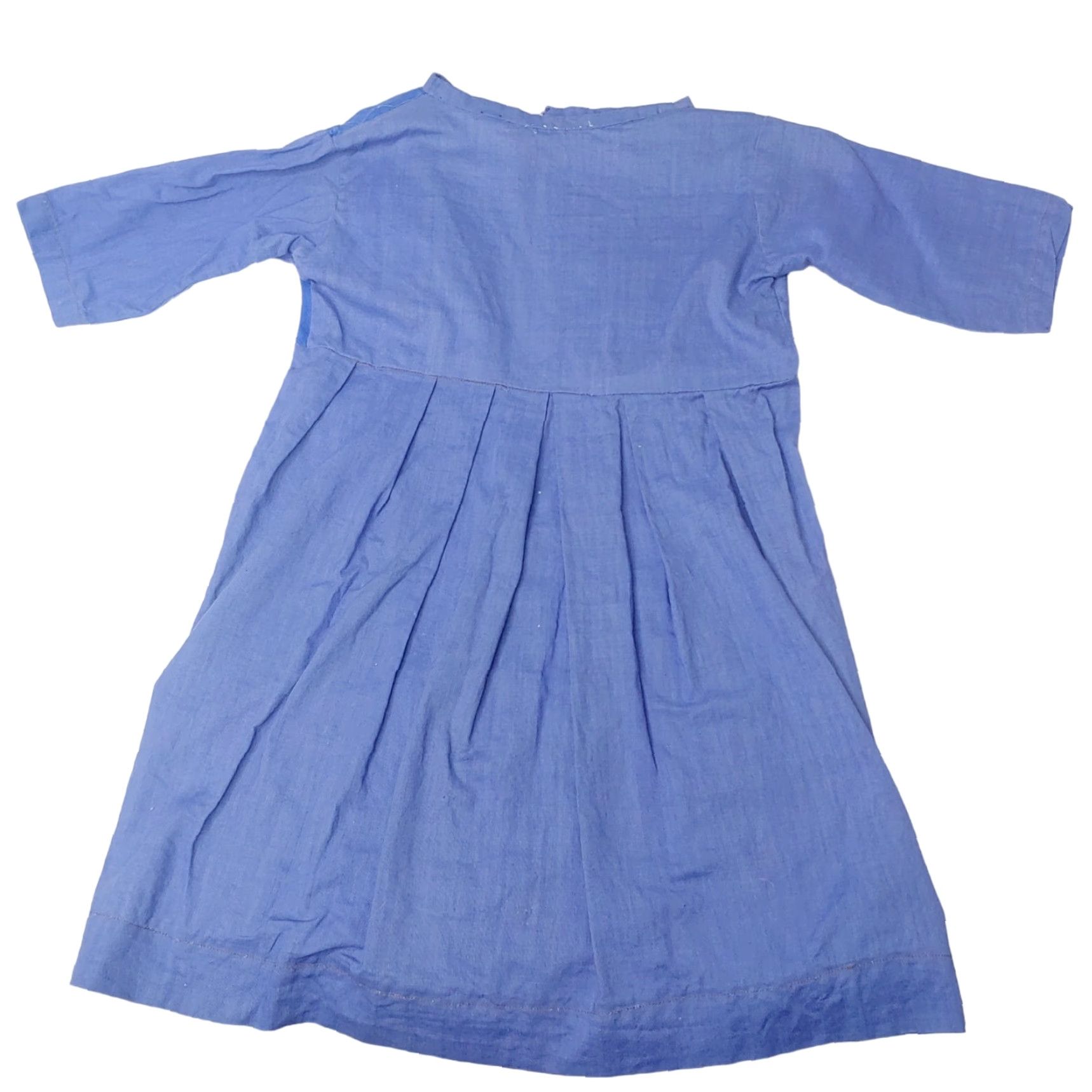 Vintage VINTAGE Handmade Girls Dress Slip Dress Green Blue Cotton Polyester Long Sleeve Ethnic/Peasant 32" sweep 44.5" sweep Womens? Size ONE SIZE - 4 Thumbnail