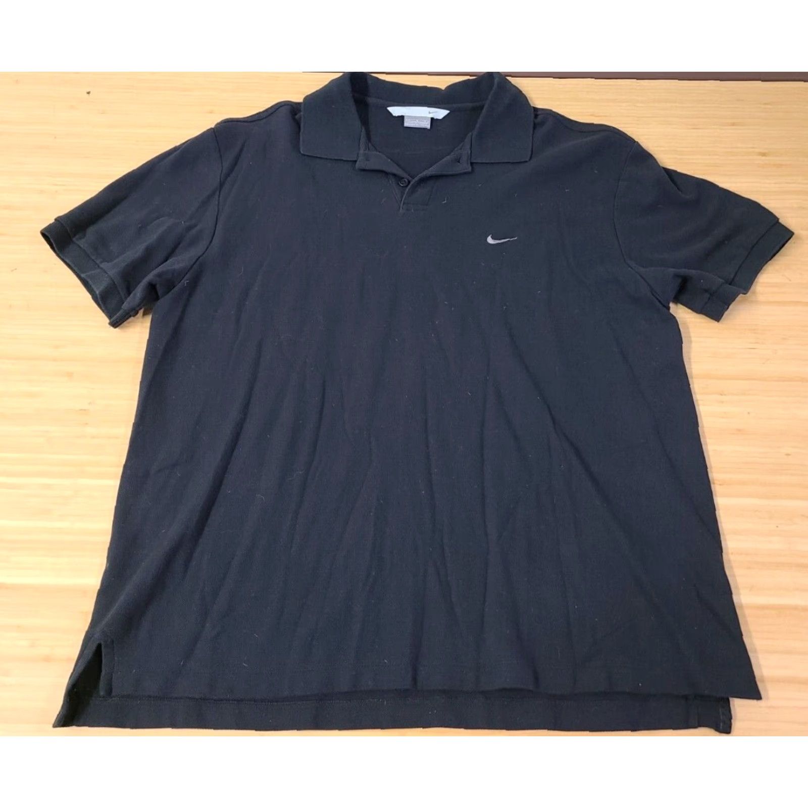 Nike VINTAGE Nike Polo Shirt Black Swoosh Embroidered Men L Polo Size US L / EU 52-54 / 3 - 2 Thumbnail
