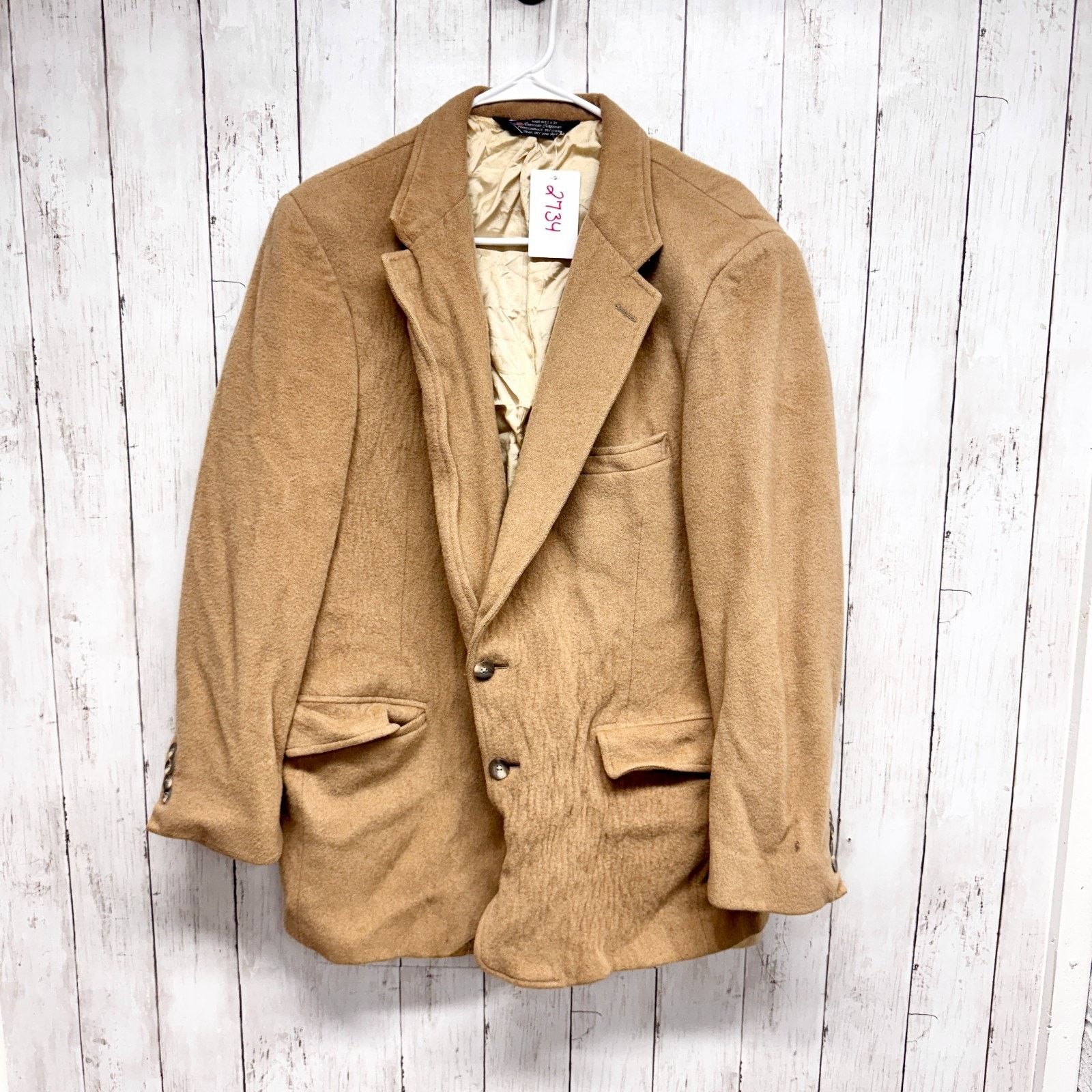 Norm Thompson Vtg Camel Hair Norm Thompson Jacket Chest 44" Blazer Size 44R - 1 Thumbnail