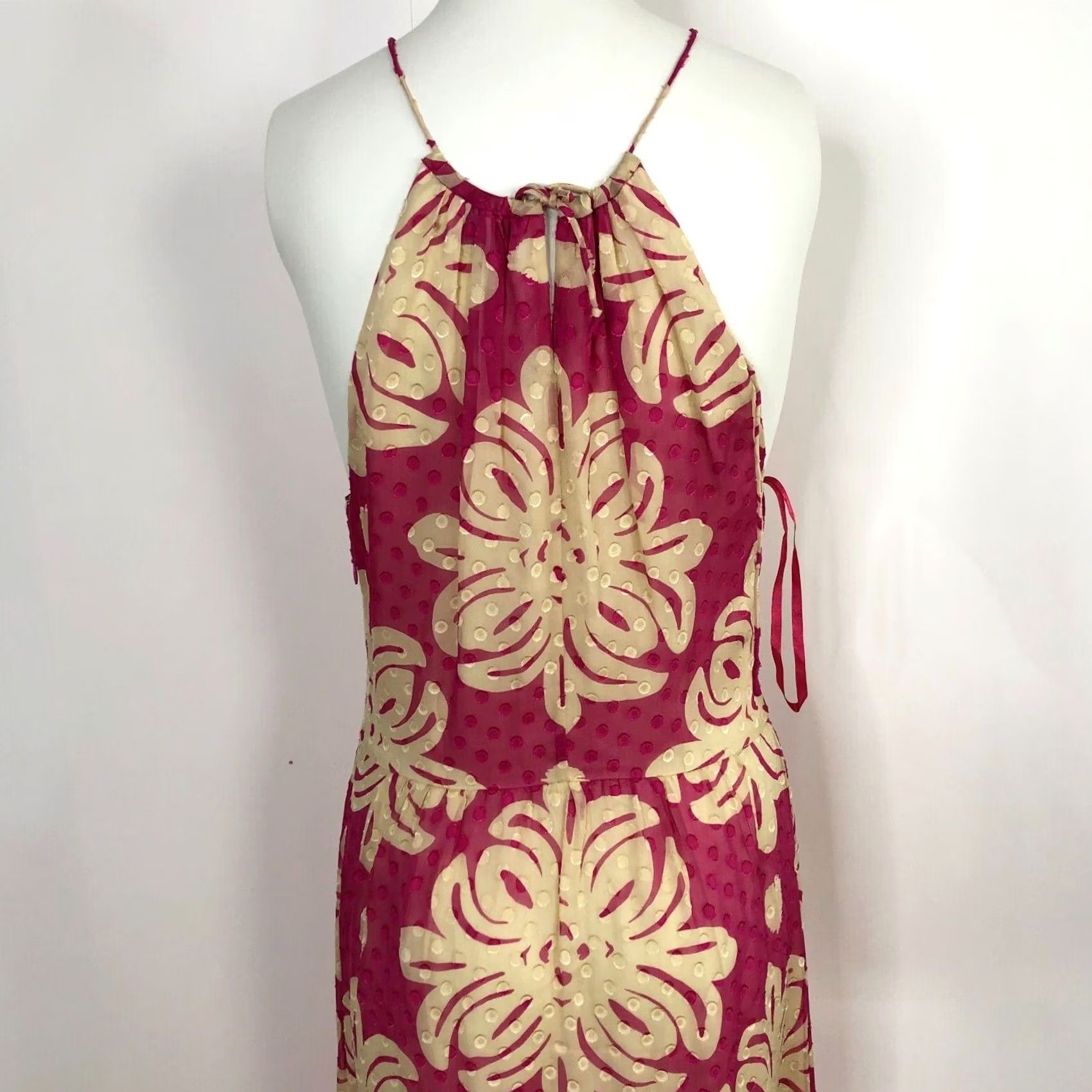 Vineyard Vines Vineyard Vines Maxi Dress Halter Pink Ivory 4 Women Sleeveless Long Silk Blend 14 Size S / US 4 / IT 40 - 5 Thumbnail