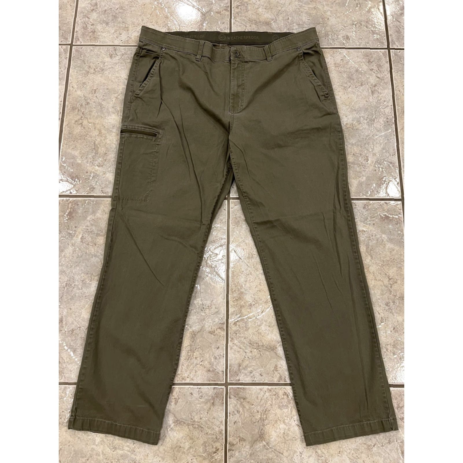 Weatherproof Weatherproof Men's Pants Straight Leg Moss Green 40X32 Chino Canvas Cargo Pockets Slashes Zip Front Button Regular Fit Size US 40 / EU 56 - 6 Thumbnail