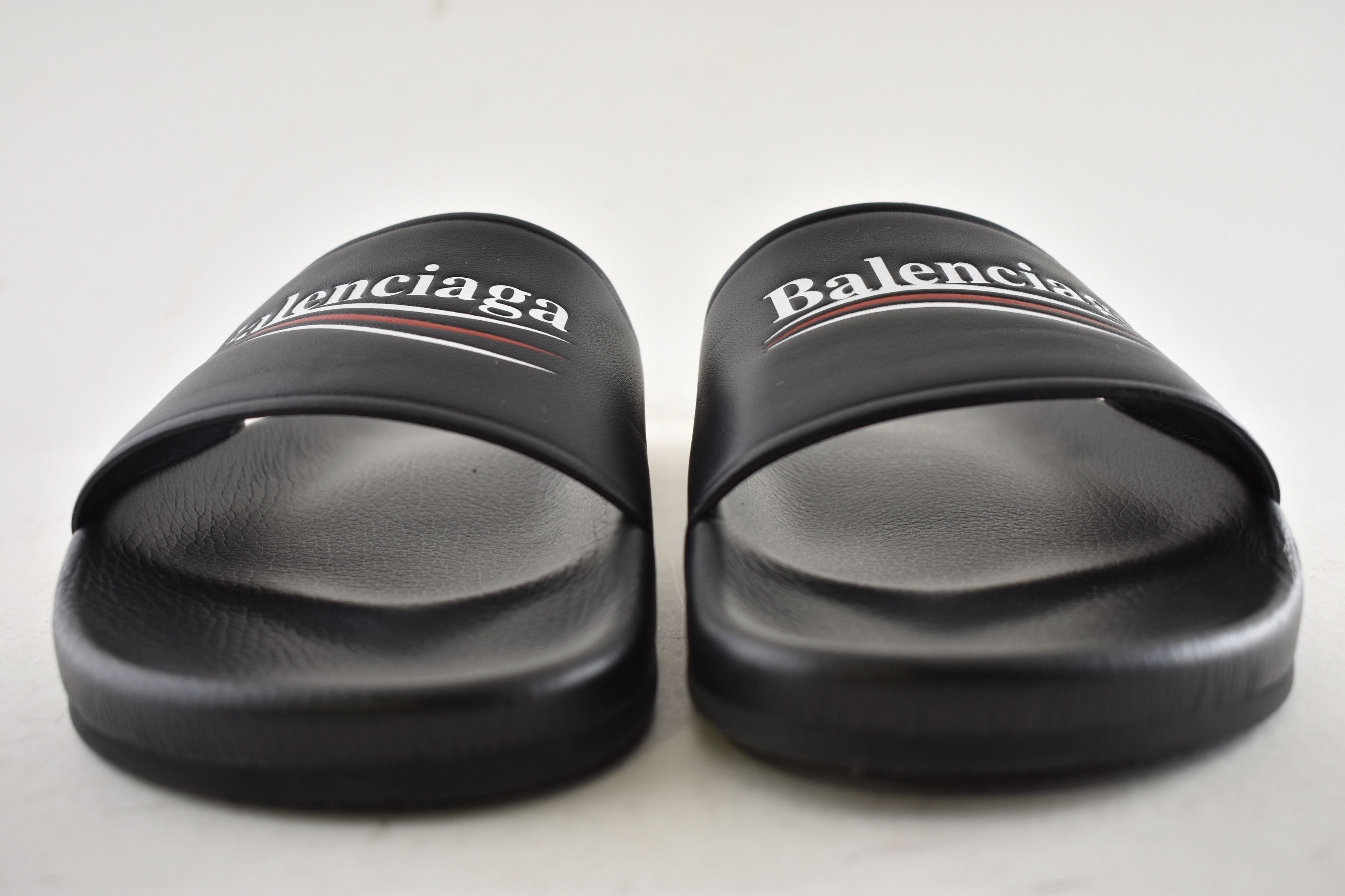 Balenciaga Leather Campaign Logo Slide Pool Sandal Flip Flop Flat 44 11 Size US 11 / EU 44 - 9 Thumbnail