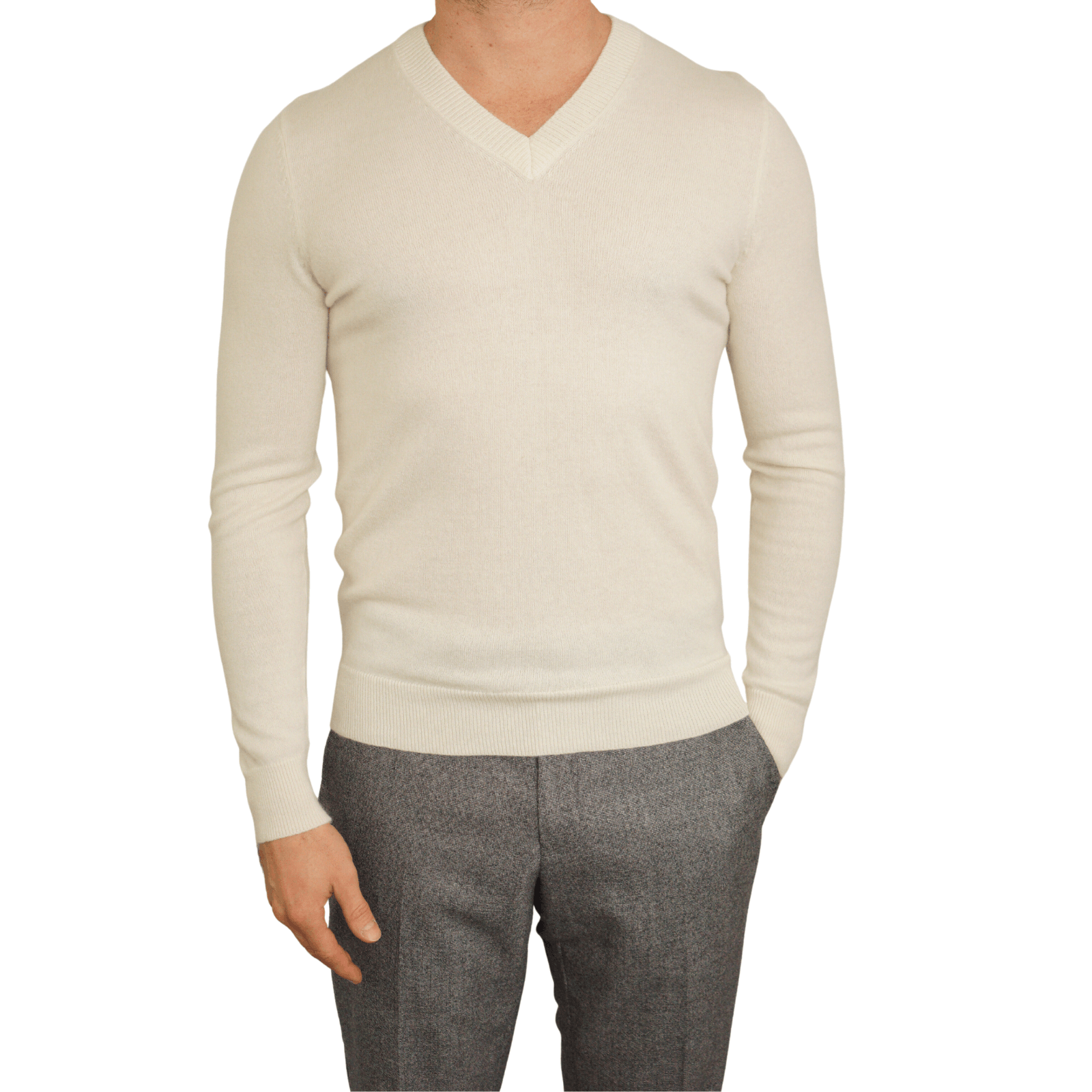 image of Men Suitsupply Jumper Mongolian Cashmere V-Neck S Xab360 in Beige (Size Small)