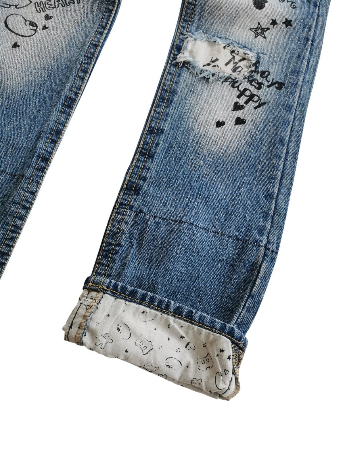 Anime Vintage Mickey Mouse Denim Distressed Jeans Size US 29 - 7 Thumbnail