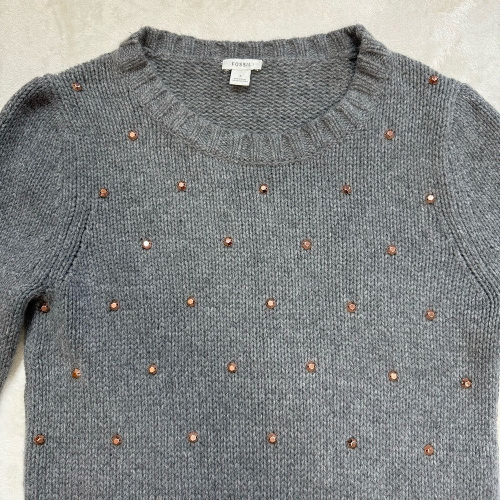 Fossil Fossil Wool Cashmere Blend Grey Beaded Sweater Size S Size S / US 4 / IT 40 - 9 Thumbnail