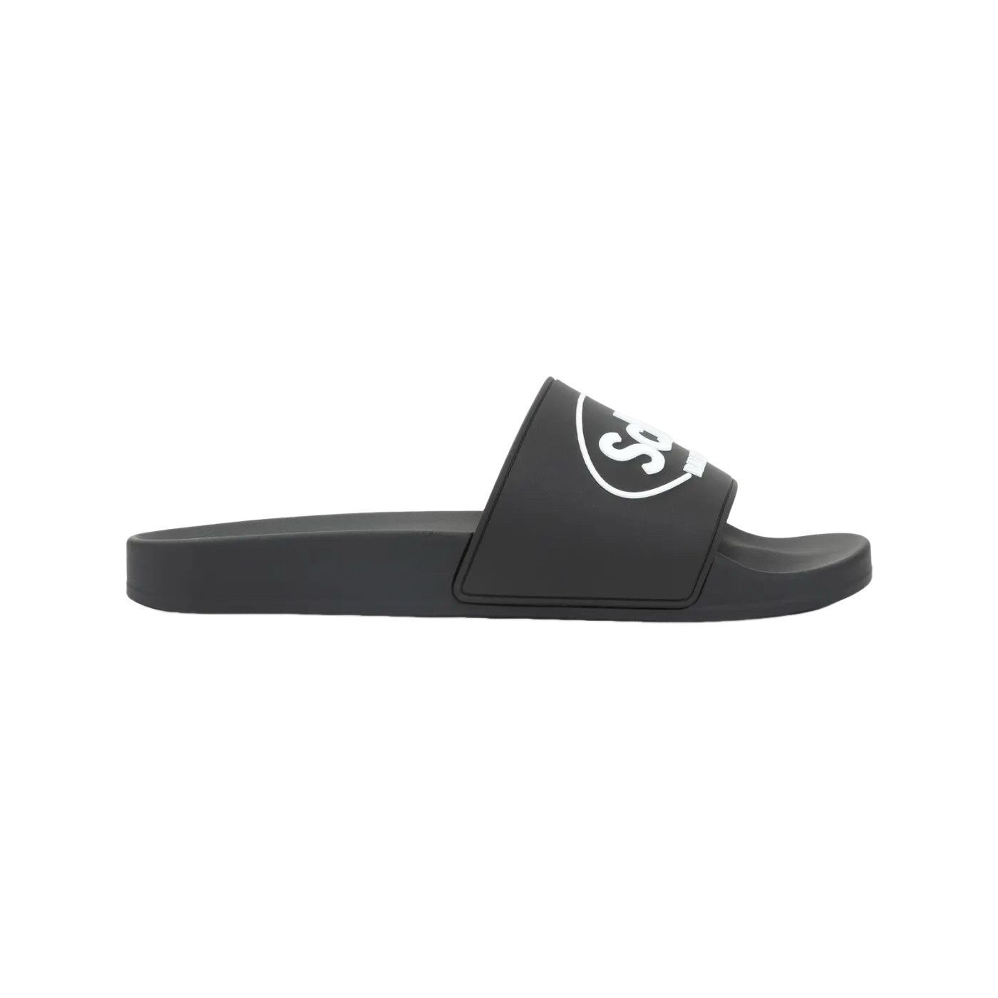 Balenciaga Black Blue Bicolor Rubber Logo Slide Pool Sandal Flip Flop Flat 44 11 Balenciaga - Pool logo rubber slides Balenciaga main image 4