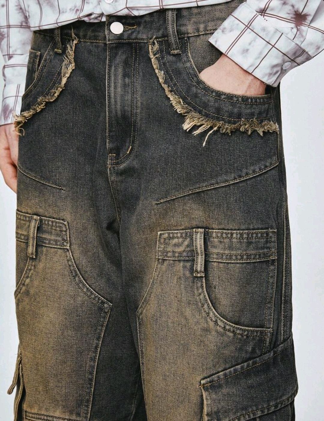 Japanese Brand × Vintage Grunge Baggy Patch Slap Pocket Baggy Loose Jeans Size US 32 / EU 48 - 6 Thumbnail