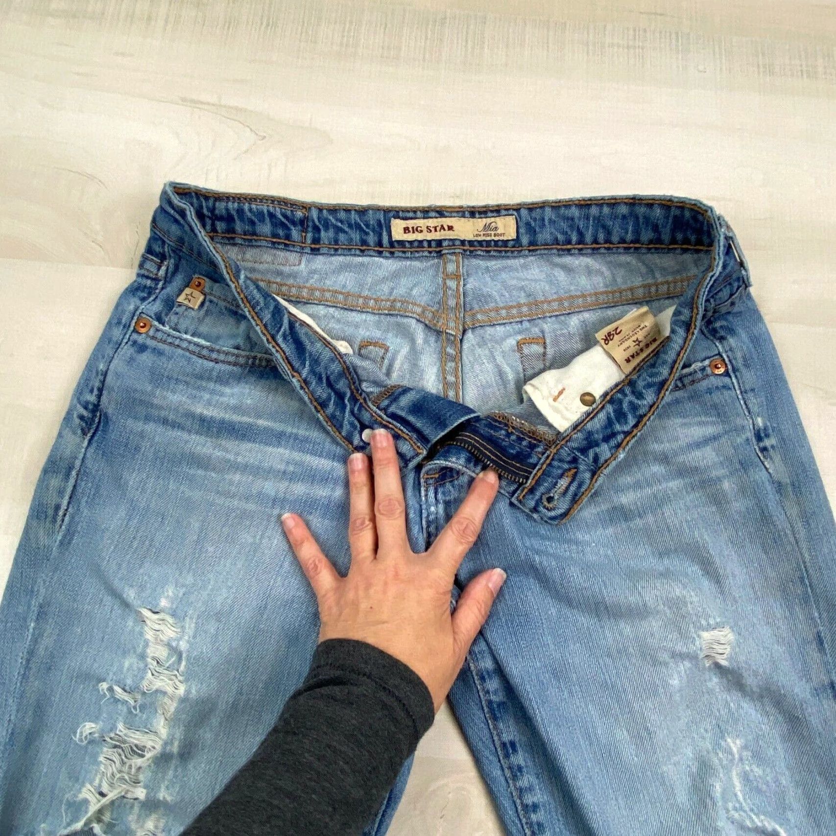 Vintage Big Star Womens Distressed Bootcut Jeans Blue Regular 28 Size 28" / US 6 / IT 42 - 3 Thumbnail