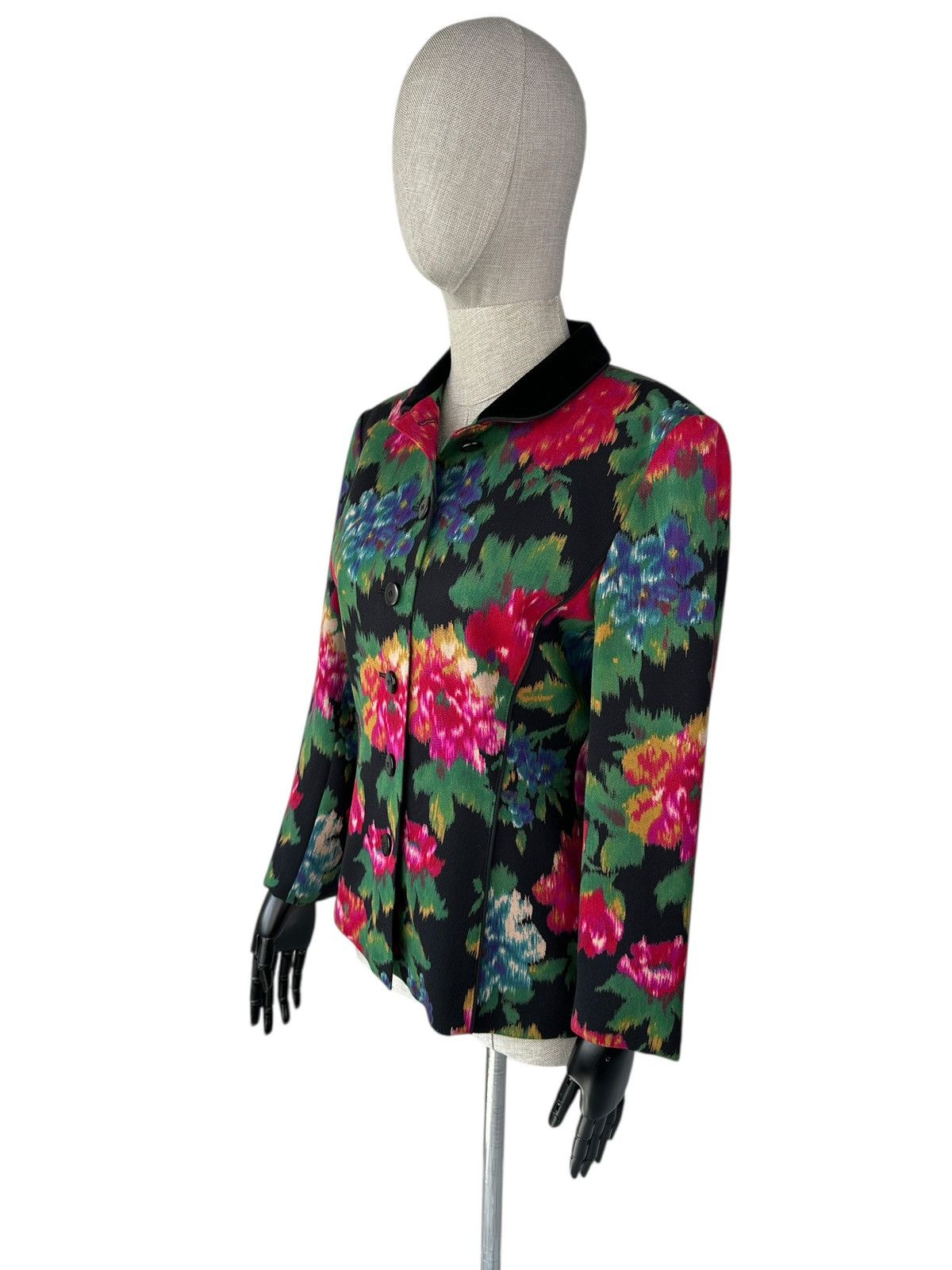 Escada Vintage ESCADA Margaretha Ley Floral Wool Blazer Jacket Size XS / US 0-2 / IT 36-38 - 2 Thumbnail