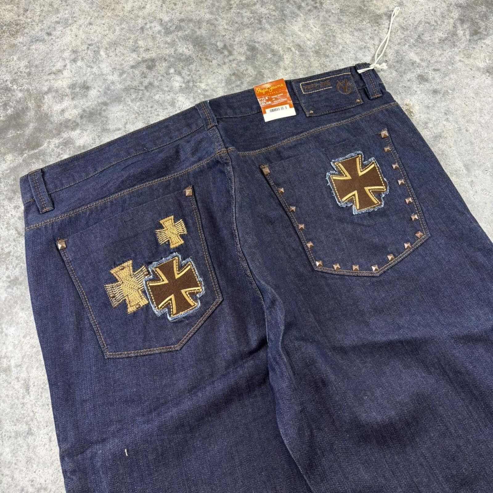 Pepe Jeans Pepe Y2K Grunge Wide Leg Baggy Embroidered Jorts Size US 42 / EU 58 - 6 Thumbnail