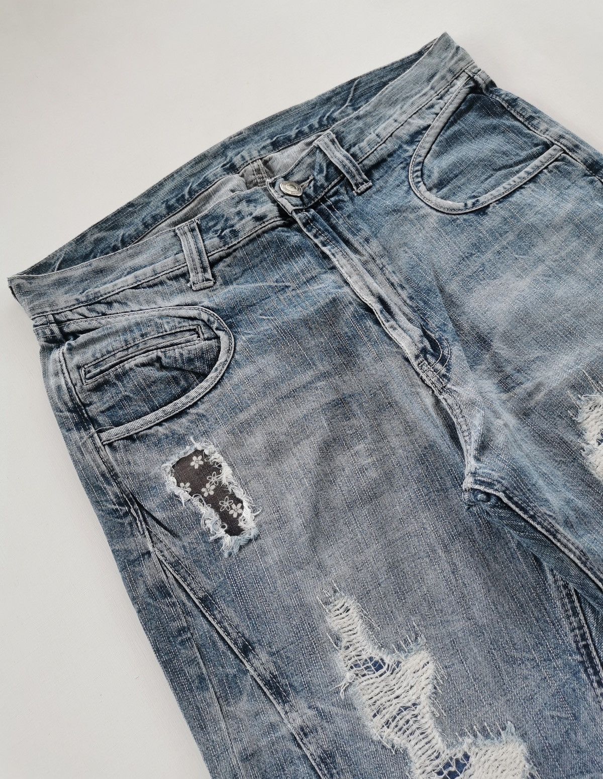 Kapital Bootcut Distressed Reworked Twist Stitch Jeans Size US 35 - 4 Thumbnail
