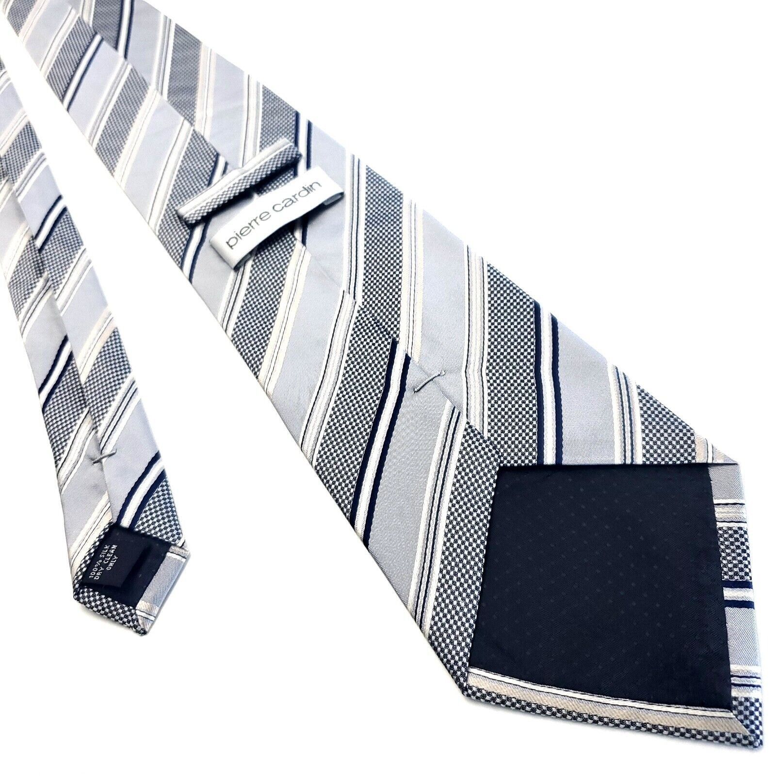 Pierre Cardin Pierre Cardin Silk Tie Gray Striped Woven Wide Size ONE SIZE - 3 Thumbnail