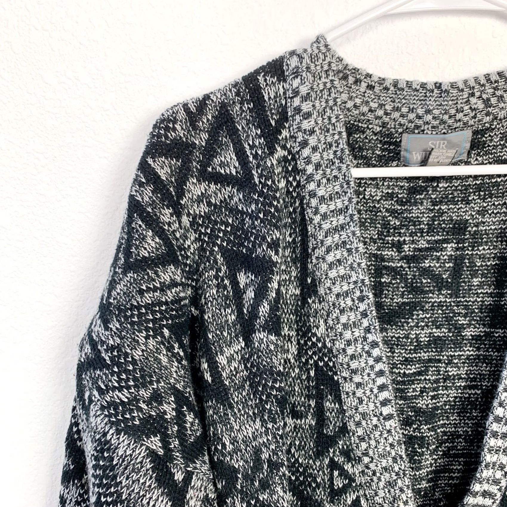 Triangl VINTAGE Sir William Cardigan Grunge Knit XL Mens Abstract Triangles Black 1990s Knit Cardigan Grunge Sir William XL Mens Black 1990s Size US XL / EU 56 / 4 - 2 Thumbnail
