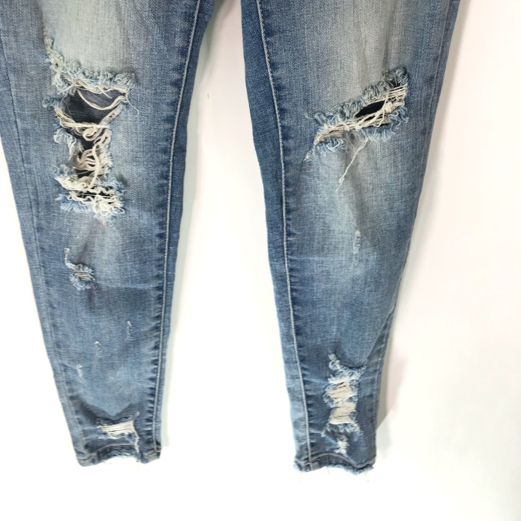 Vintage Kancan Jeans 5/26 Blue Skinny Distressed Flat Front Casual Womens Size 27" / US 4 / IT 40 - 5 Thumbnail