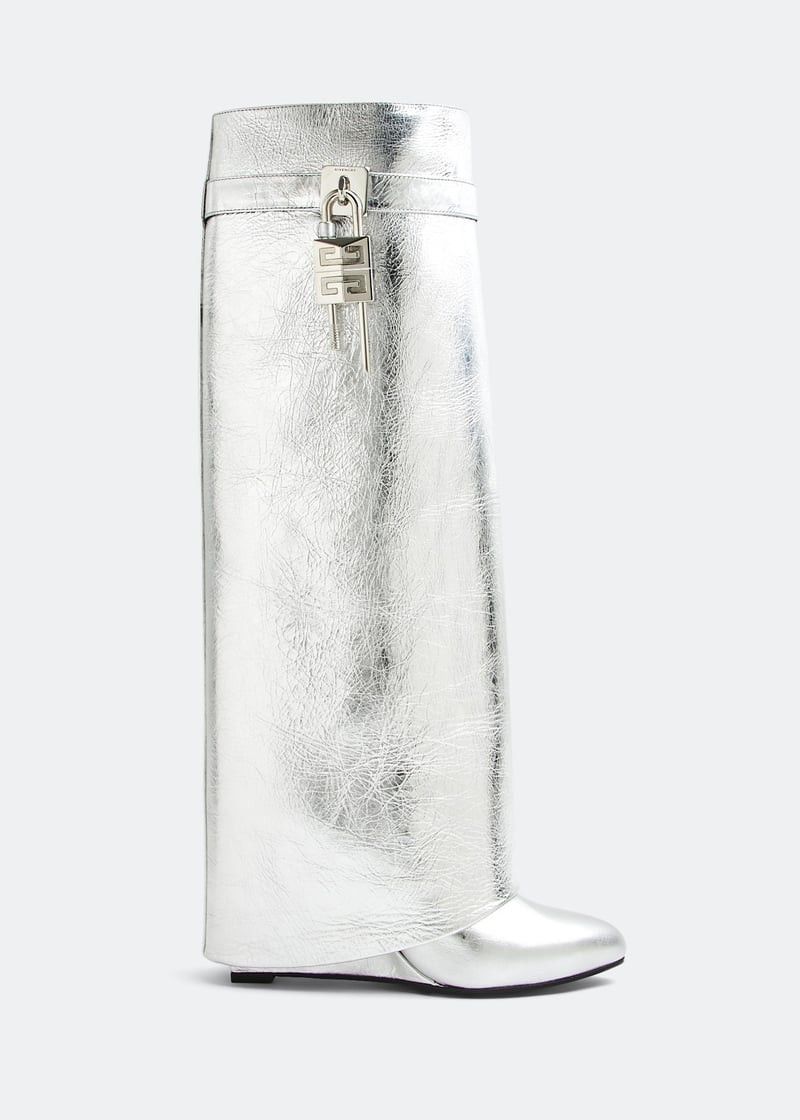 Givenchy o1w1db10525 Shark Lock Pant Boots 90mm in Silver Size US 5 / IT 35 - 1 Thumbnail