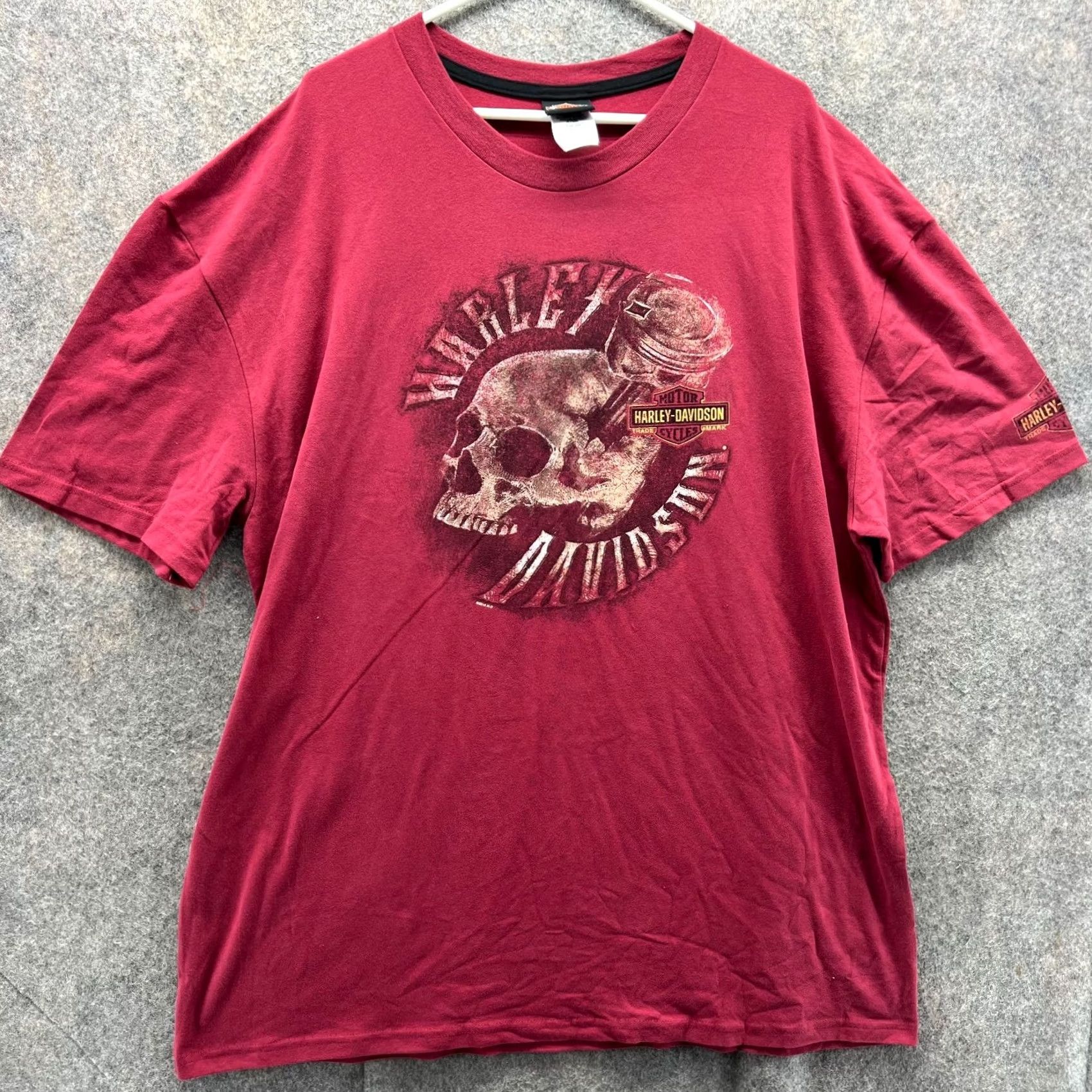 Harley Davidson Harley-Davidson Shirt Men 2XL Red Cotton Tee Outdoor Skull Biker Tee Shirt Size US XXL / EU 58 / 5 - 2 Thumbnail