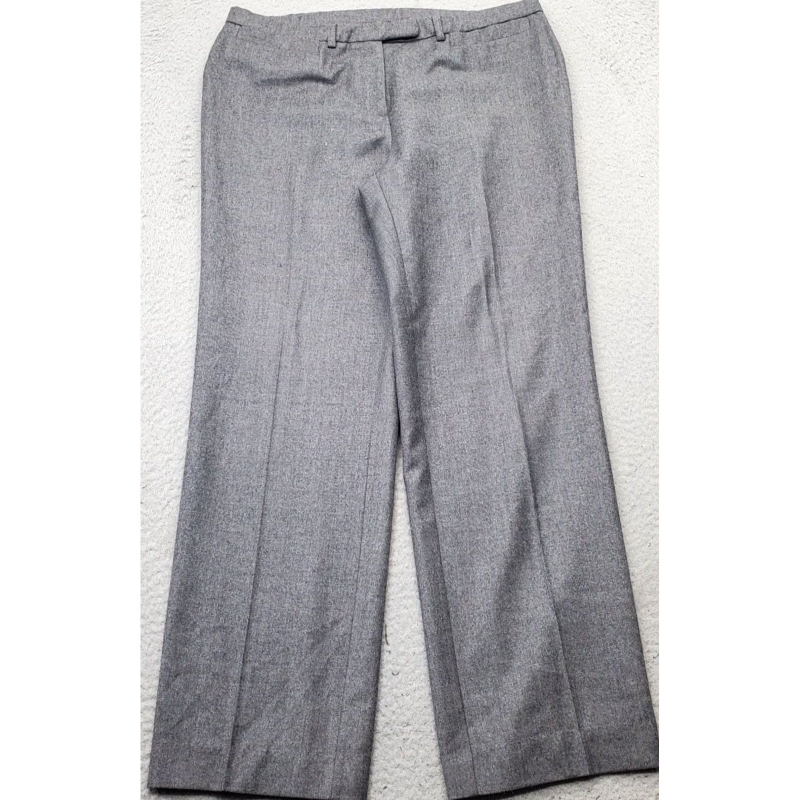 Jaeger Jaeger Women's 12 Gray Flat Front Straight Leg Ankle Pants - Dress/Business Form Size 34" / US 12 / IT 48 - 2 Thumbnail