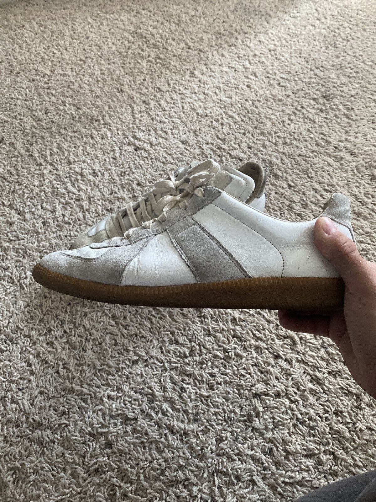 image of Maison Margiela Gat German Army Trainer Shoes in White, Men's (Size 8)