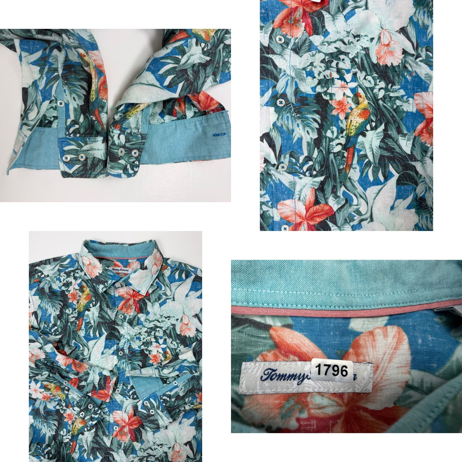 Tommy Bahama Tommy Bahama Island Zone Shirt Men 2XL Floral Parrot Hawaiian Luau Linen Blend Long Sleeve Button-Up Shirt Size US XXL / EU 58 / 5 - 10 Thumbnail