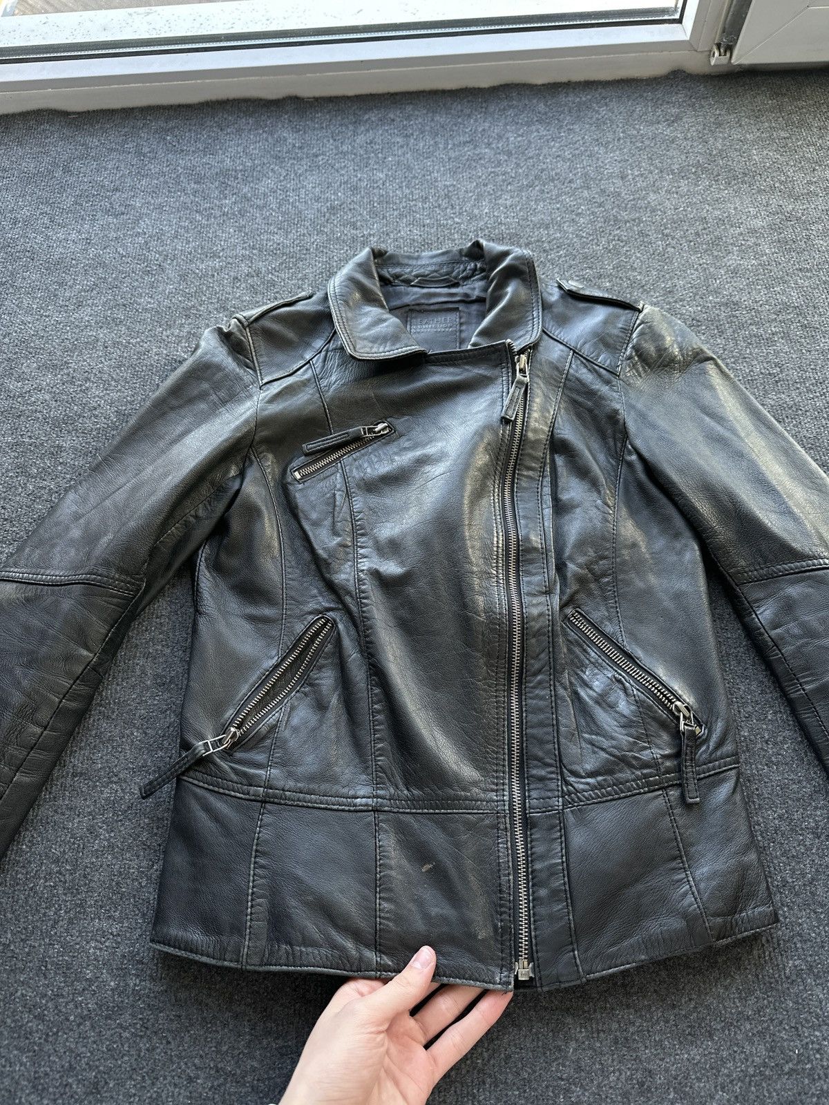 Leather 🚨 LEATHER WOMEN OPIUM MULTIPOCKET JACKET ZIP AVANT GARDE Size S / US 4 / IT 40 - 8 Thumbnail